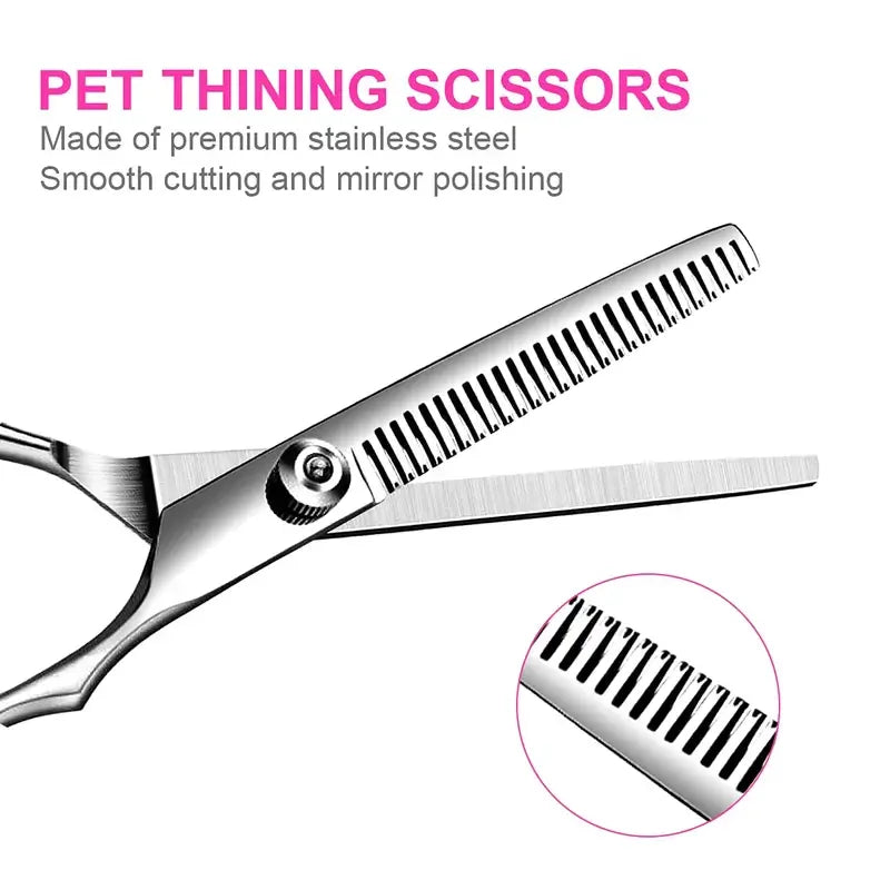 Pet Grooming Scissors Kit Stainless Steel Trimming Tools for Dogs and Cats
