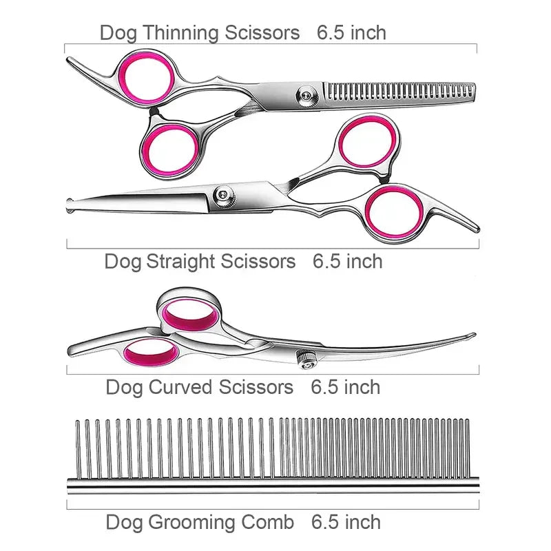 Pet Grooming Scissors Kit Stainless Steel Trimming Tools for Dogs and Cats