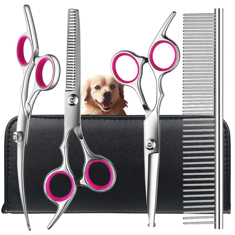 Pet Grooming Scissors Kit Stainless Steel Trimming Tools for Dogs and Cats