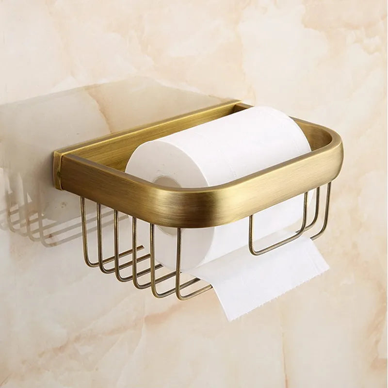 Antique Bronze Bathroom Accessory Set Towel Holder Paper Holder Hook