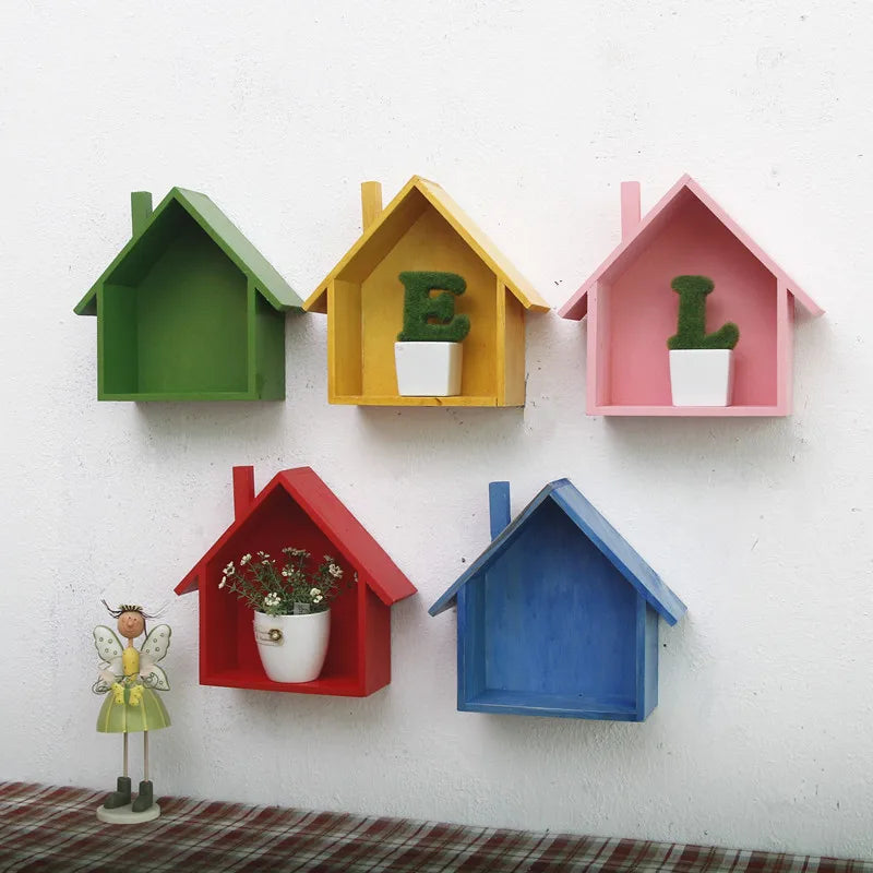 Creative Small House Wall Storage Rack Home Decoration for Living Room Bedroom