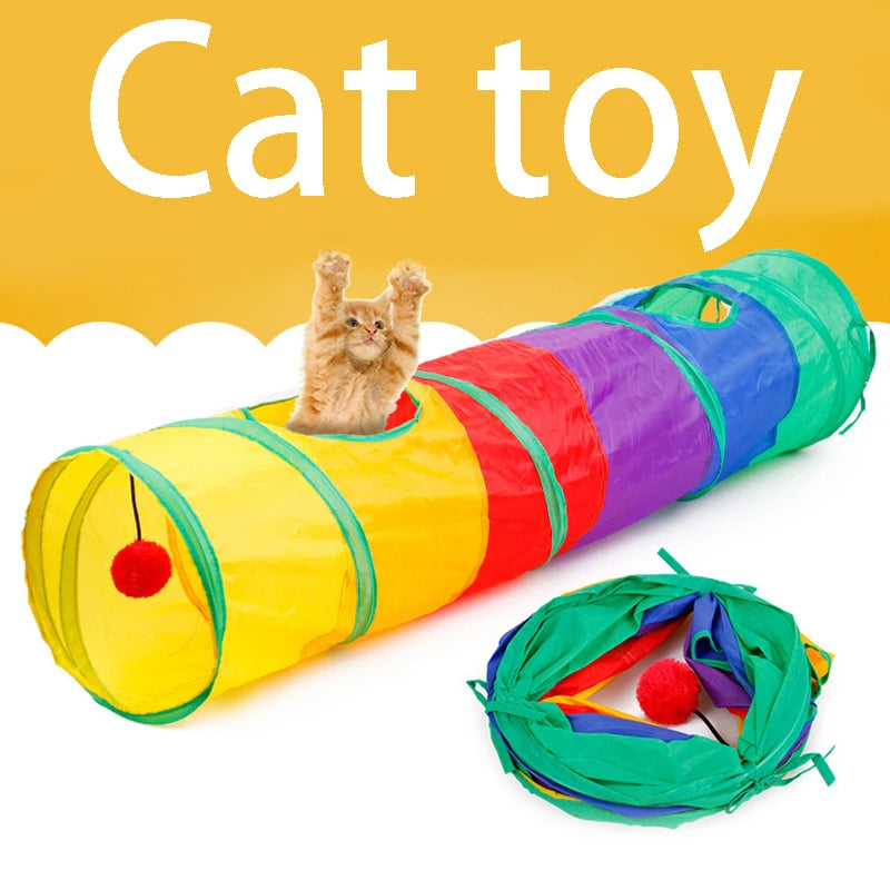 Collapsible Cat Tunnel Play Tube Toy for Indoor Outdoor Cats