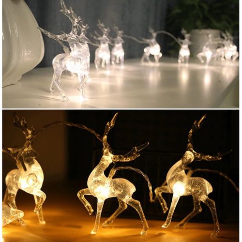 Battery LED Reindeer String Lights Christmas Garland Party Decor