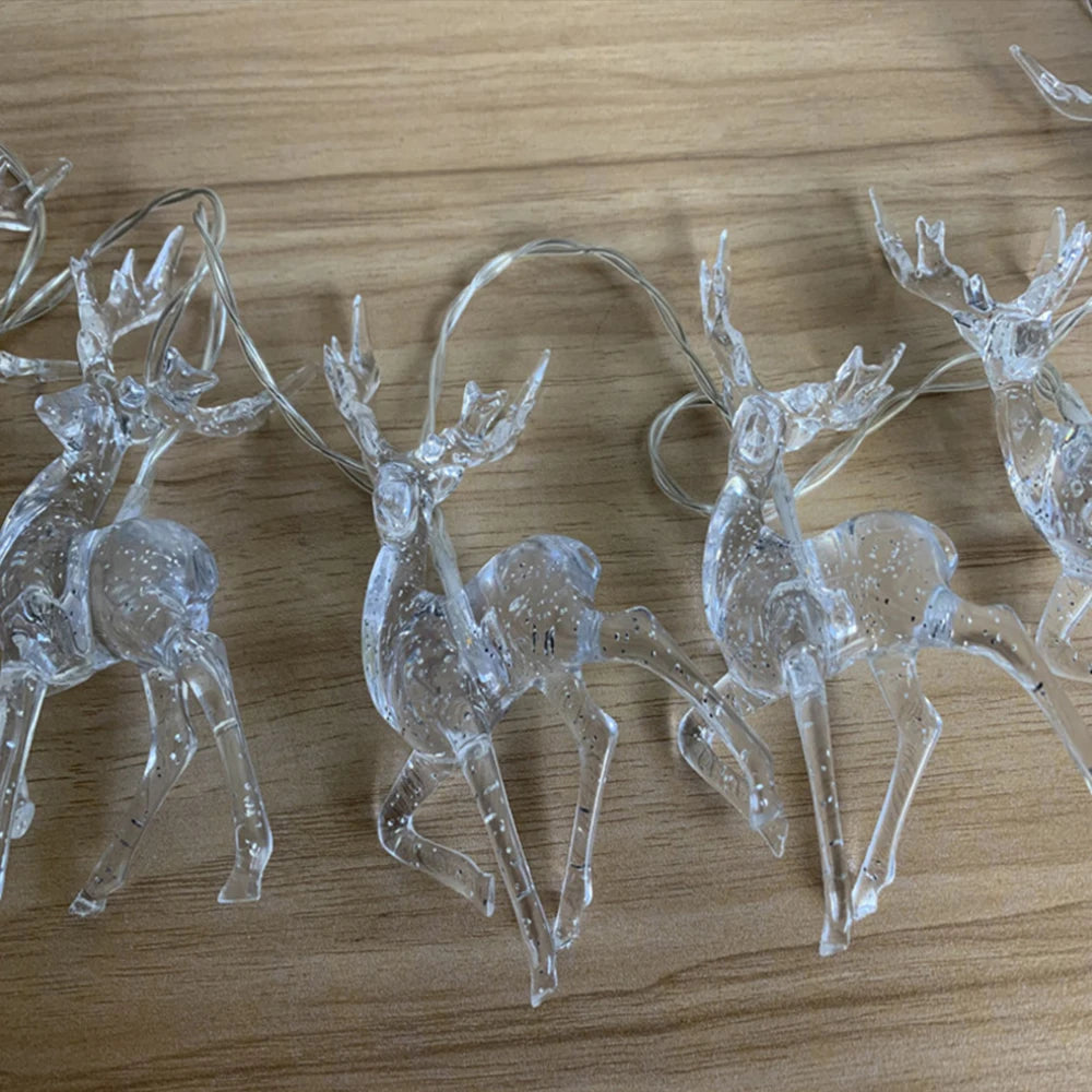 Battery LED Reindeer String Lights Christmas Garland Party Decor