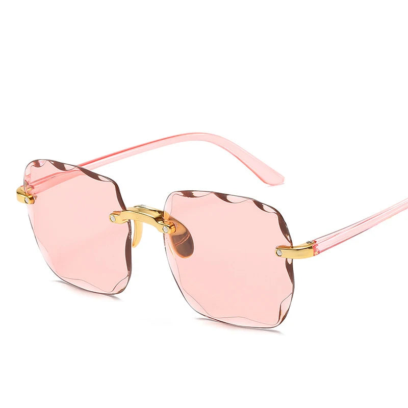 3PCS Square Rimless Sunglasses UV400 Designer Shades for Women and Men