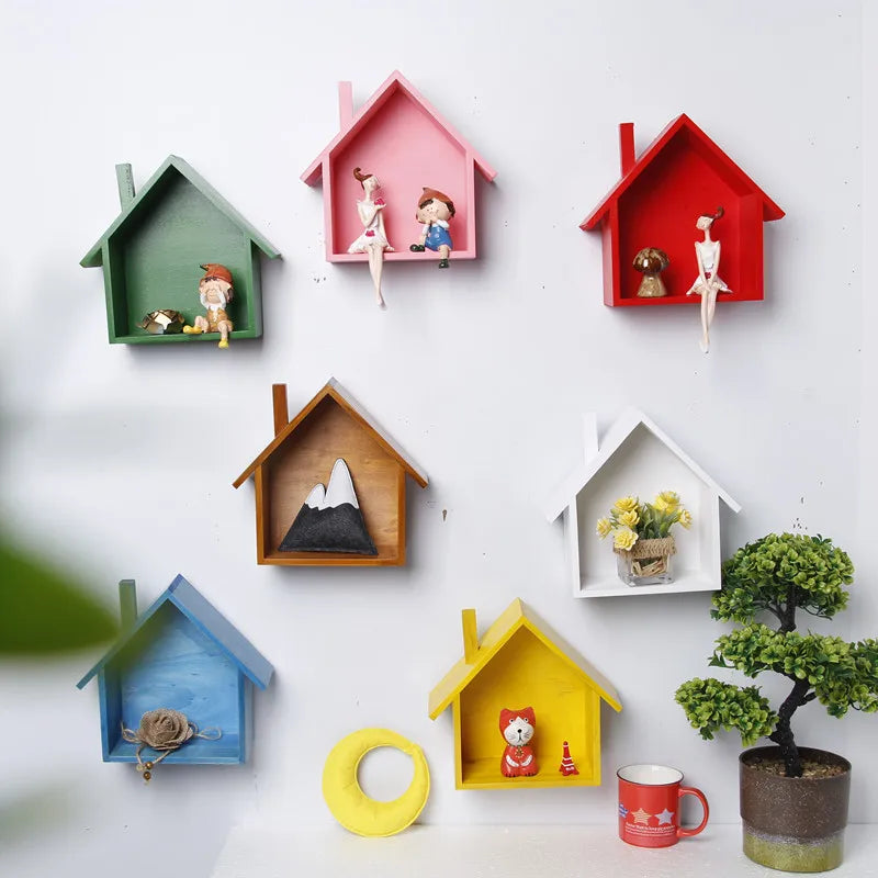 Creative Small House Wall Storage Rack Home Decoration for Living Room Bedroom