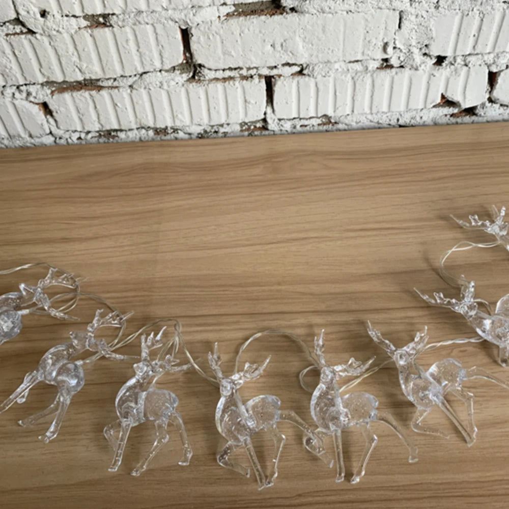 Battery LED Reindeer String Lights Christmas Garland Party Decor