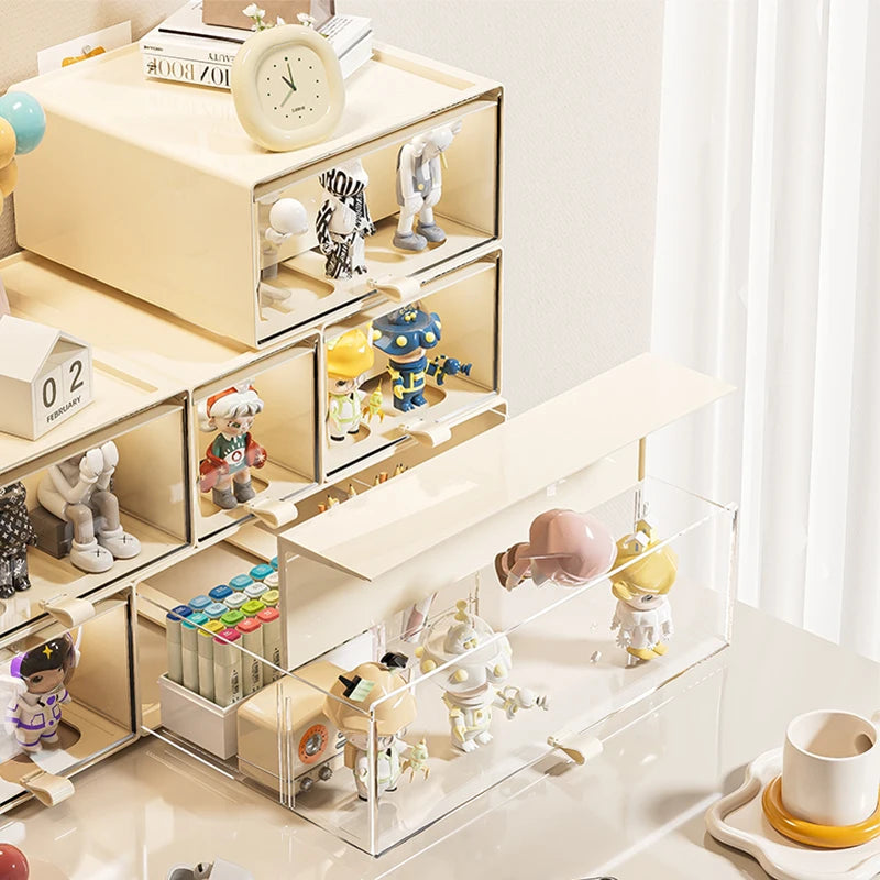 Desktop Storage Box with Drawers Collectibles Display Organizer