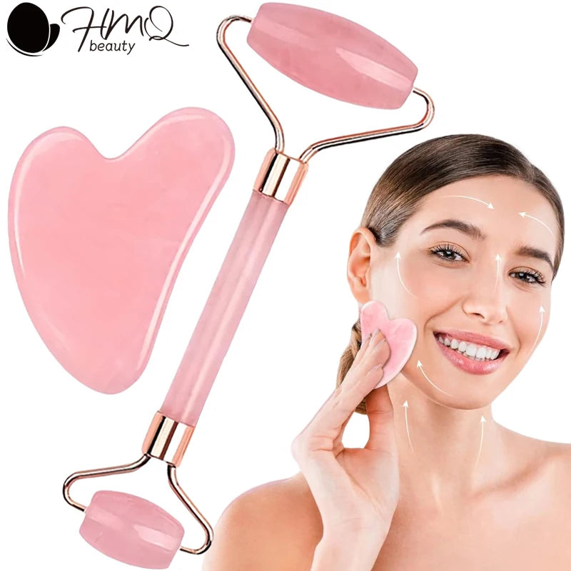 2pcs Face Roller Gua Sha Facial Massage Lifting Skin Care Tool