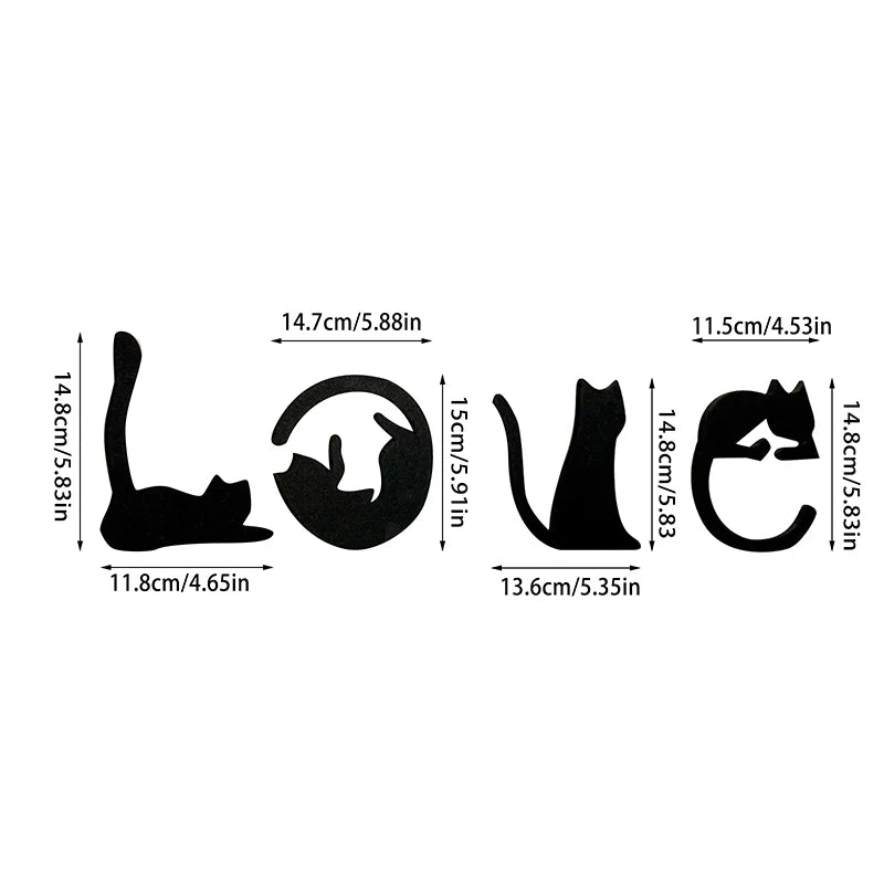Black Cat Love Themed Wooden Wall Art Home Decor for Cat Lovers