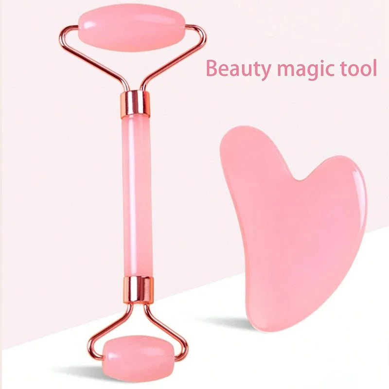 2pcs Face Roller Gua Sha Facial Massage Lifting Skin Care Tool