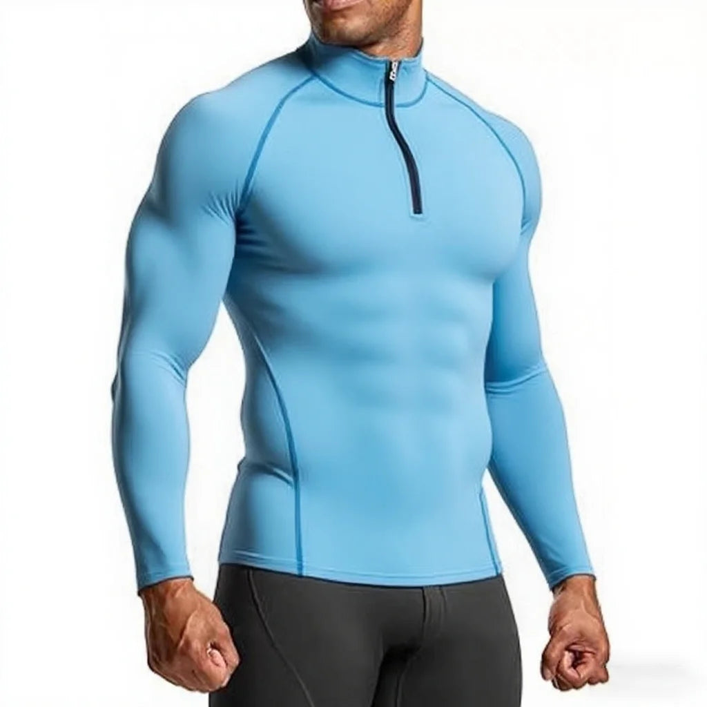 Mens Long Sleeve Compression Gym Shirt Fitness Running Top