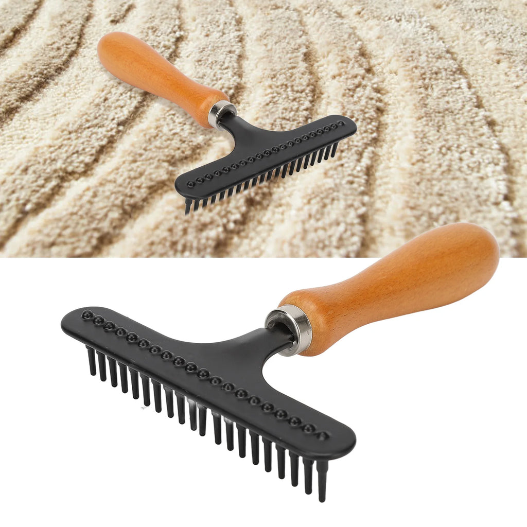 Pet Grooming Rake Brush Wooden Handle Deshedding Comb for Dogs and Cats