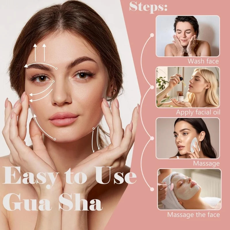2pcs Face Roller Gua Sha Facial Massage Lifting Skin Care Tool