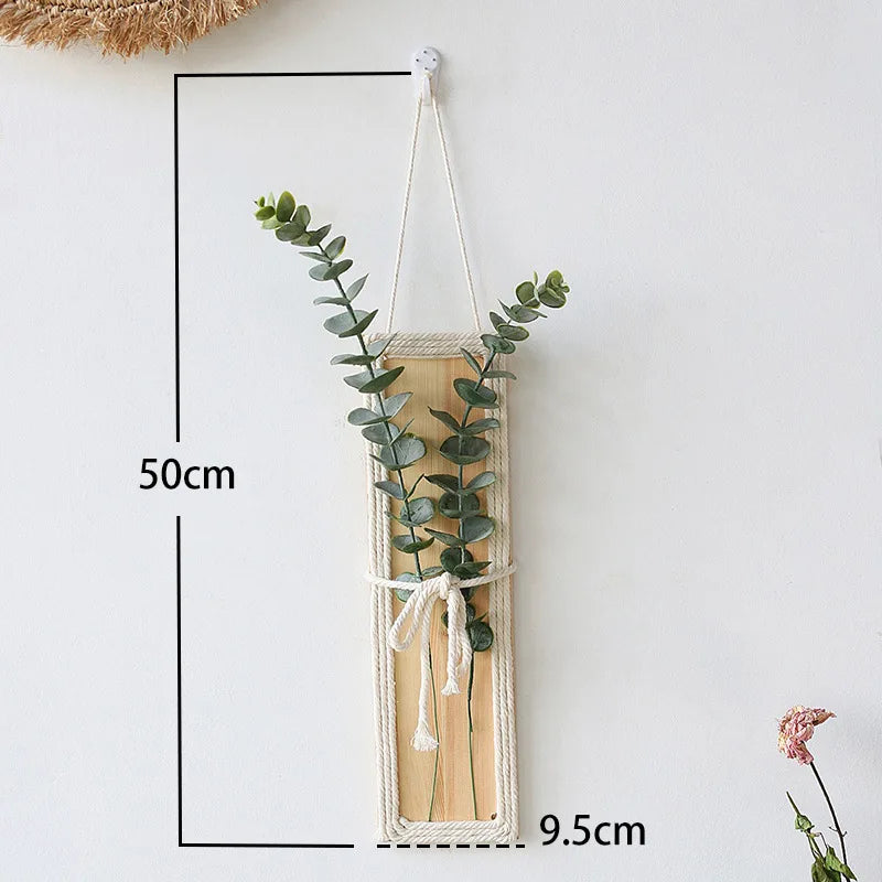 Bohemian Hand Woven Rope Wood Wall Decor for Living Room