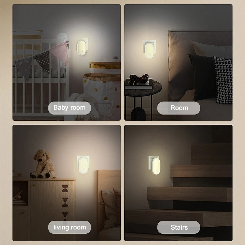 LED Plug In Night Light Light Sensor Wall Lamp for Bedroom Home Decor