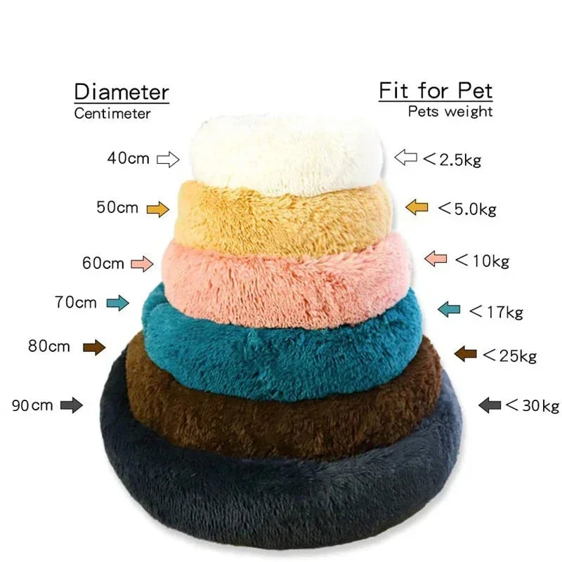 Super Soft Plush Donut Pet Bed Washable Calming Cat Dog Bed