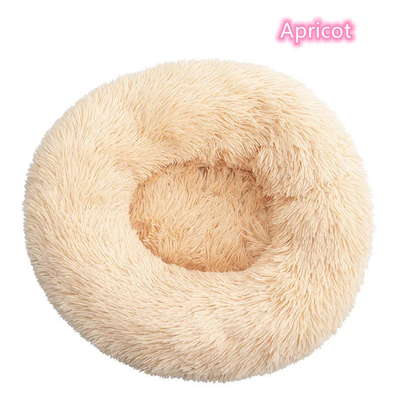 Super Soft Plush Donut Pet Bed Washable Calming Cat Dog Bed