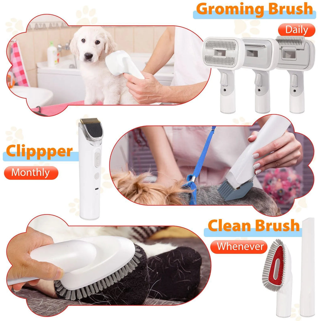 Pet Grooming Vacuum Kit Dog Cat Hair Clipper and Brush