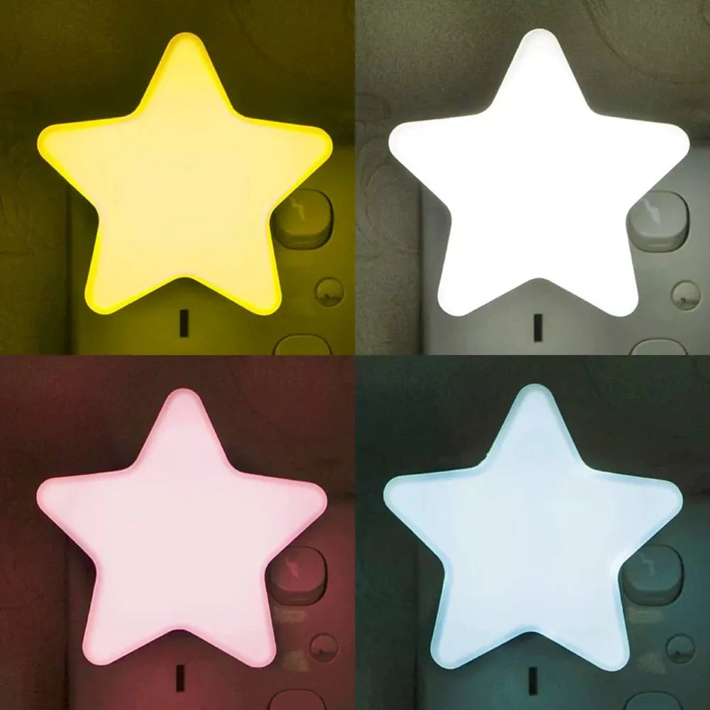 LED Star Night Light Plug In Bedside Lamp for Bedroom and Baby Room