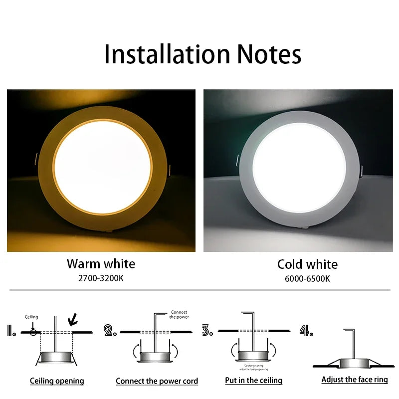 LED Recessed Ceiling Downlight 5W 9W 12W 15W 18W Round Panel Light