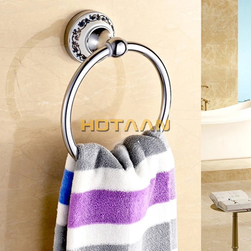Stainless Steel Ceramic Bathroom Accessory Set Towel Bar Holder Hooks
