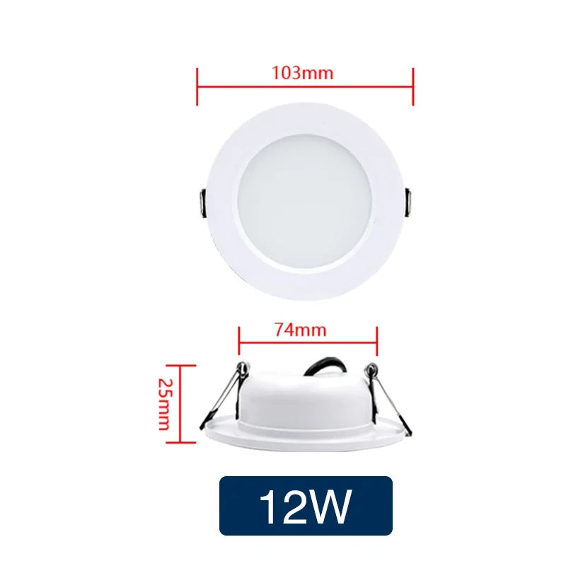 LED Recessed Ceiling Downlight 5W 9W 12W 15W 18W Round Panel Light
