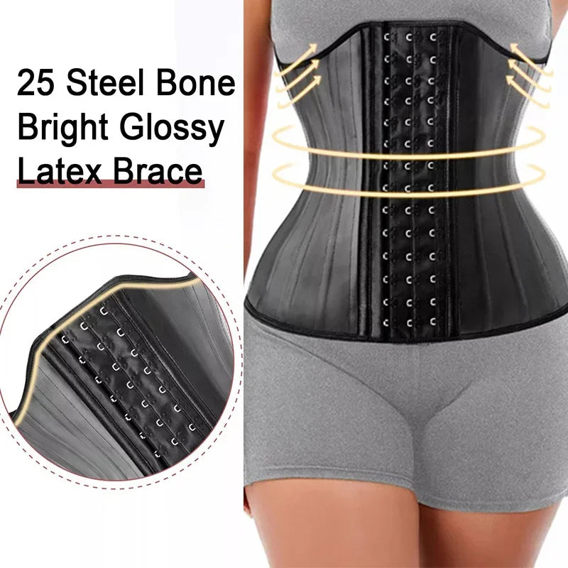 Latex Waist Trainer Corset Shapewear with Steel Bones for Women