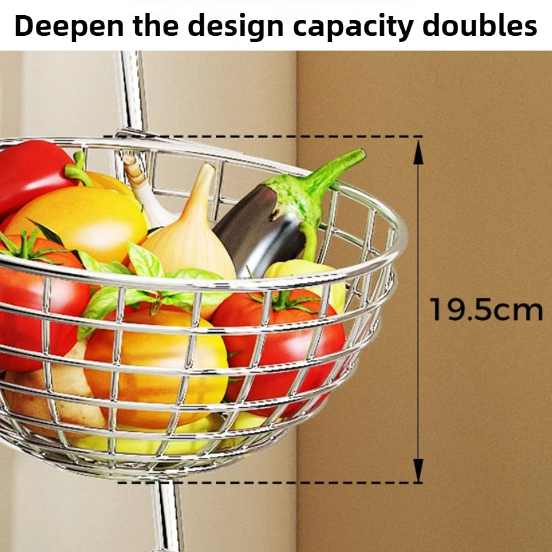 Rolling Kitchen Storage Cart Layered Fruit Vegetable Organizer Rack
