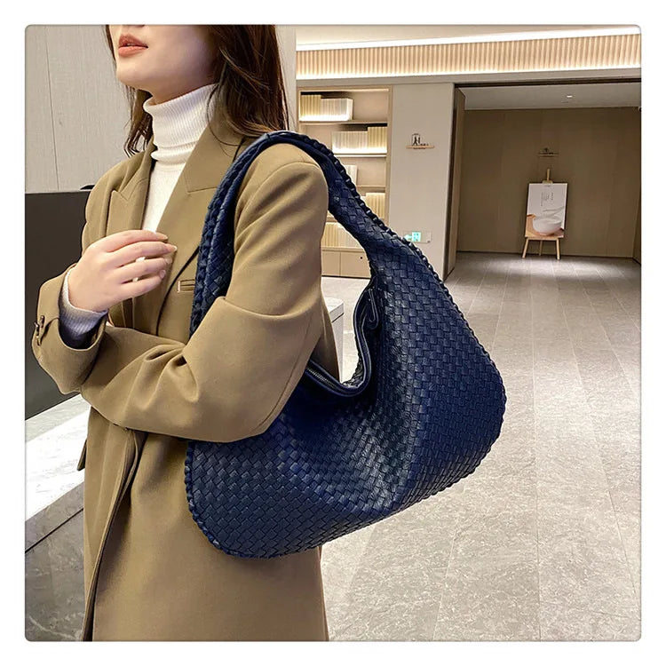 Italian-Inspired Hobo-Style Woven Shoulder Tote Bag