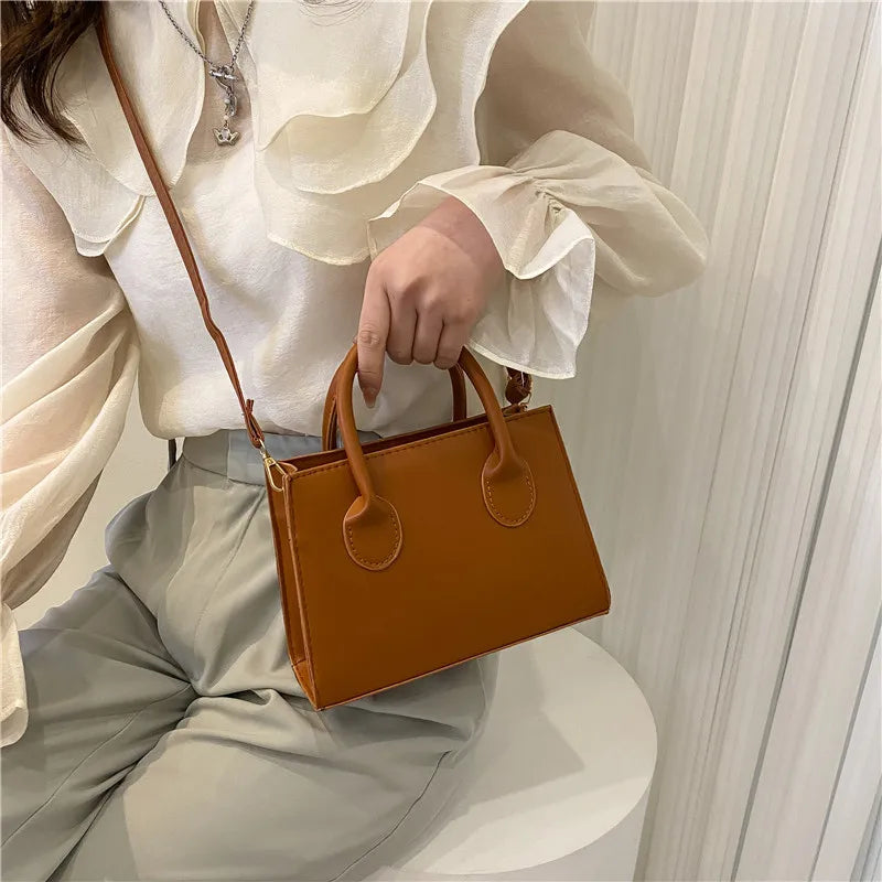 Wide-Strap Crossbody Satchel – Chic Small Square Shoulder Bag