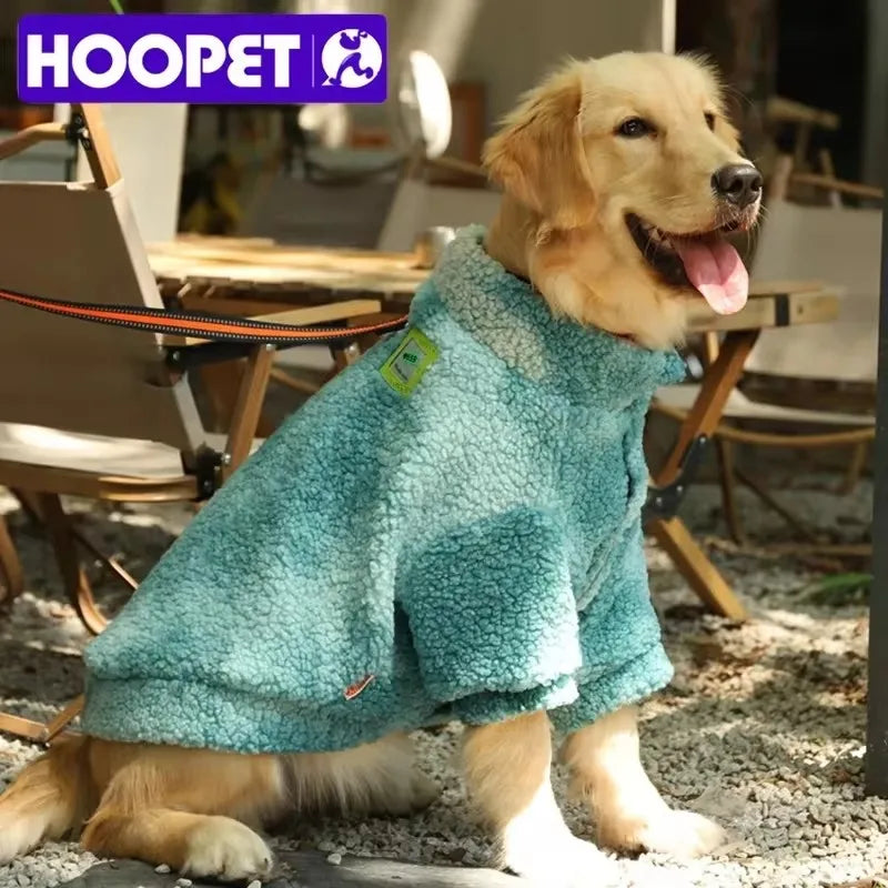 HOOPET Winter Lamb Wool Dog Jacket Windproof Coat for Large Dogs