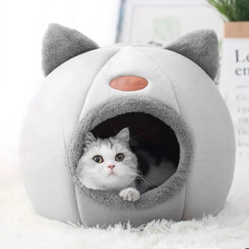 Cozy Semi Enclosed Cat Bed Tent Deep Sleep Nest for Pets