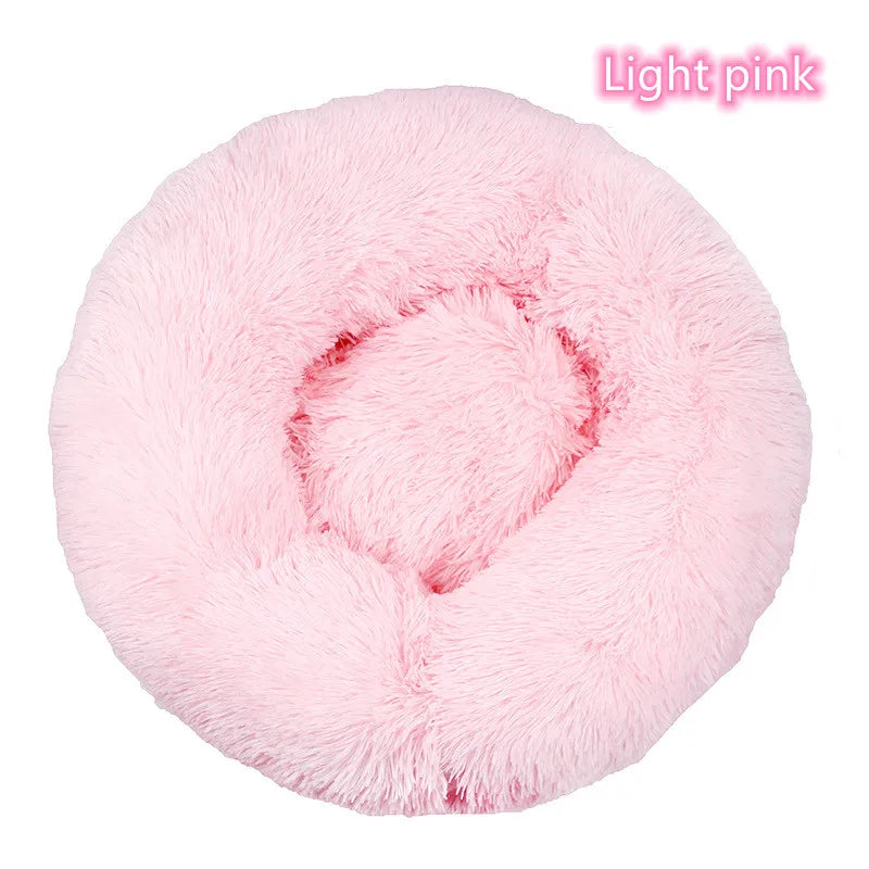 Super Soft Plush Donut Pet Bed Washable Calming Cat Dog Bed