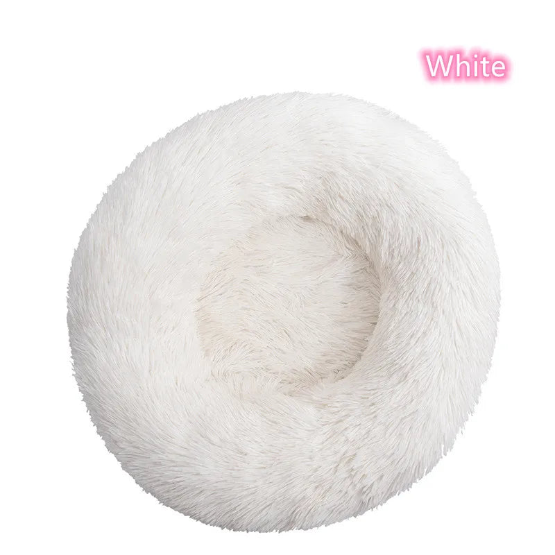 Super Soft Plush Donut Pet Bed Washable Calming Cat Dog Bed