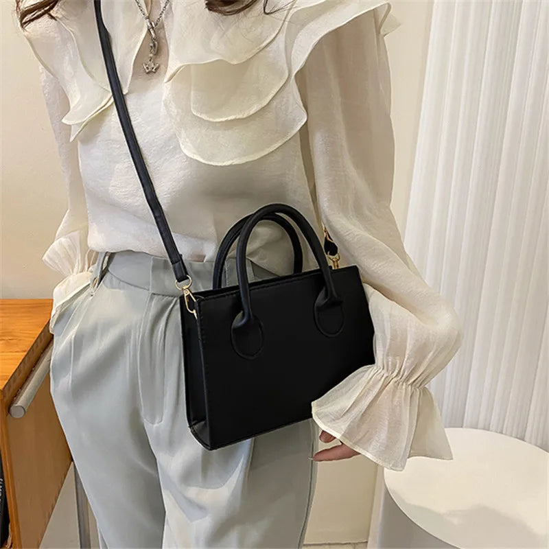 Wide-Strap Crossbody Satchel – Chic Small Square Shoulder Bag
