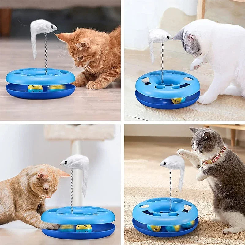 Interactive Cat Roller Track Toy with Catnip Ball and Teaser Mouse