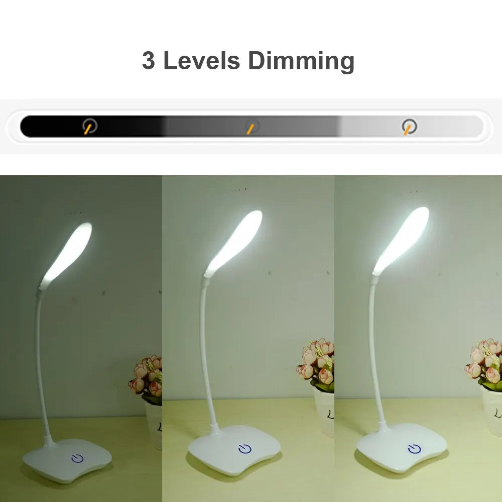 USB Rechargeable LED Desk Lamp Eye Protection Reading Light