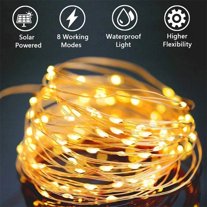 Solar LED Fairy String Lights Outdoor Waterproof Garden Patio Decor