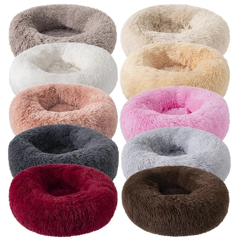 Super Soft Plush Donut Pet Bed Washable Calming Cat Dog Bed
