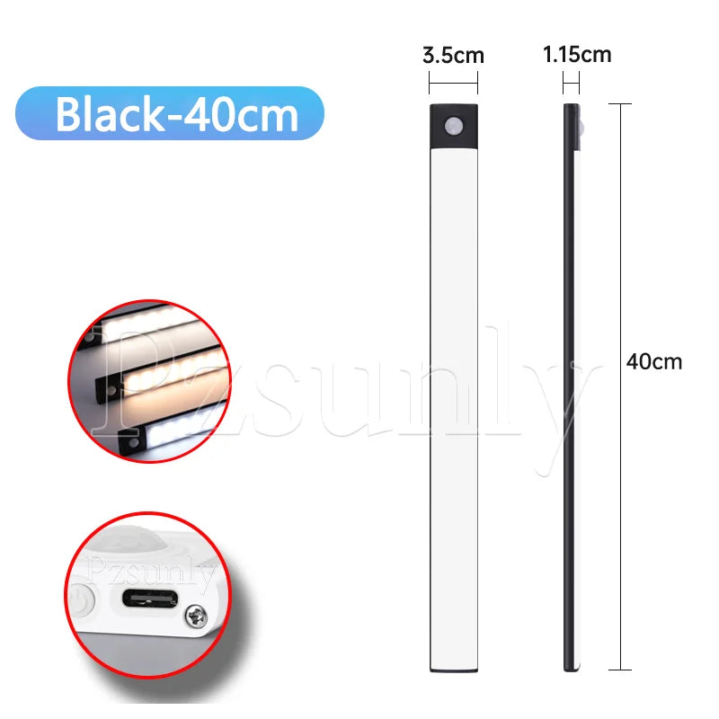 LED Motion Sensor Bar Light USB Rechargeable Cabinet Night Light