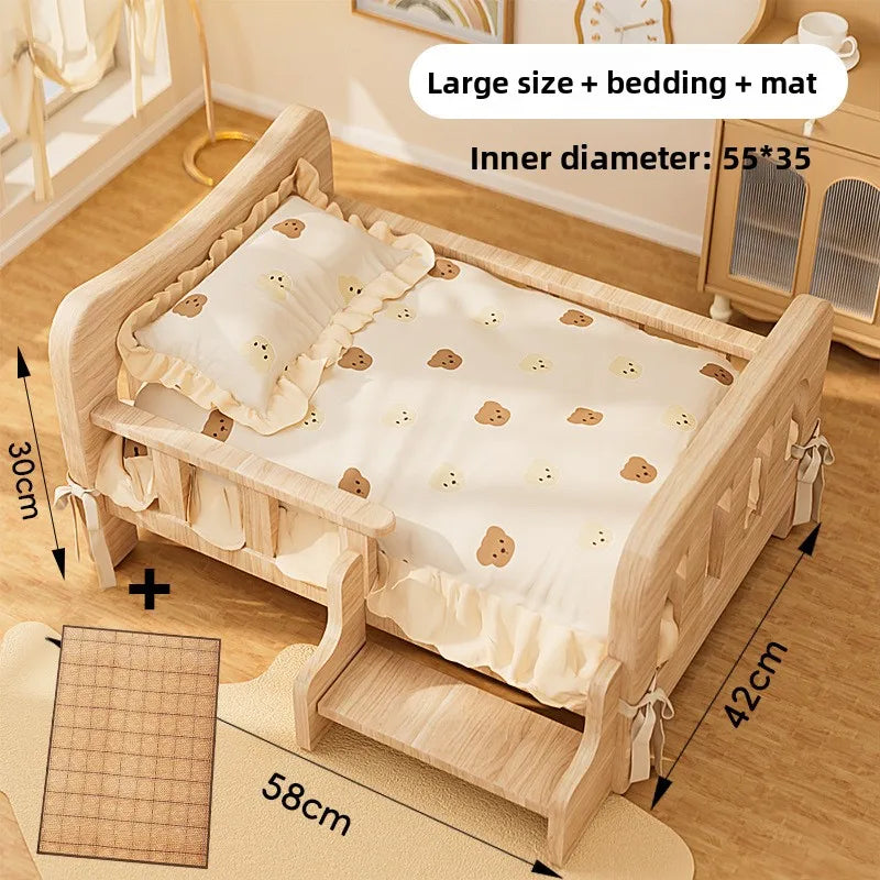 Solid Wood Pet Bed All Season Cat Dog Sleeping Sofa Furniture