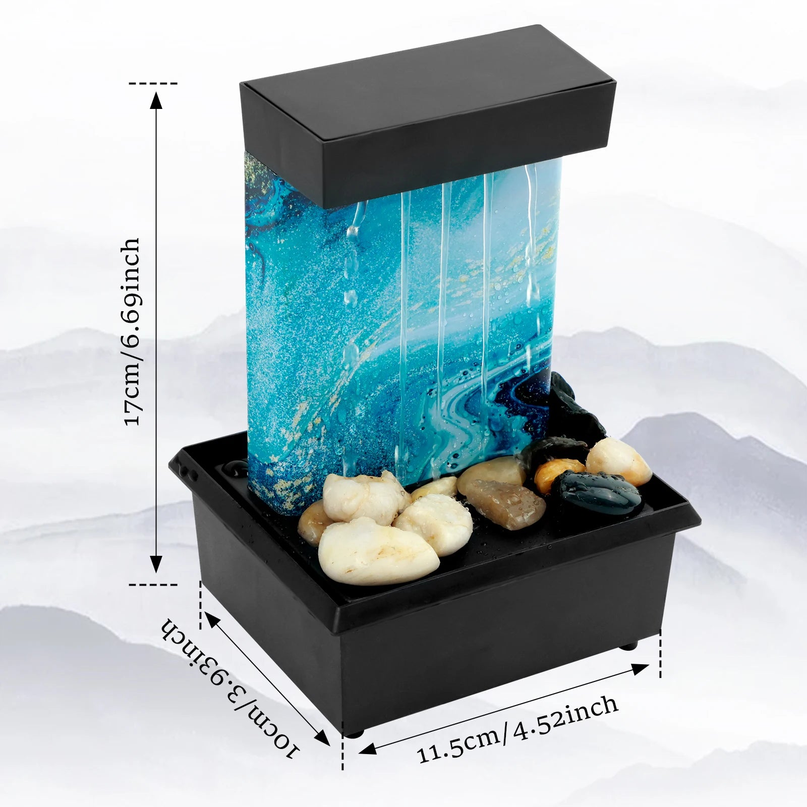 Tabletop Waterfall Fountain Relaxation Meditation Home Decor with Lights