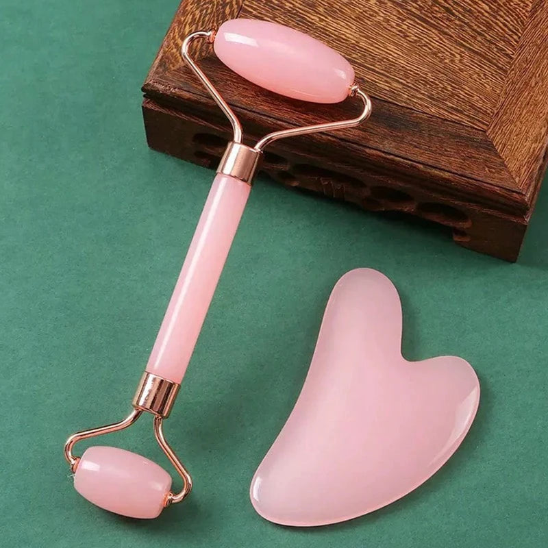 2pcs Face Roller Gua Sha Facial Massage Lifting Skin Care Tool