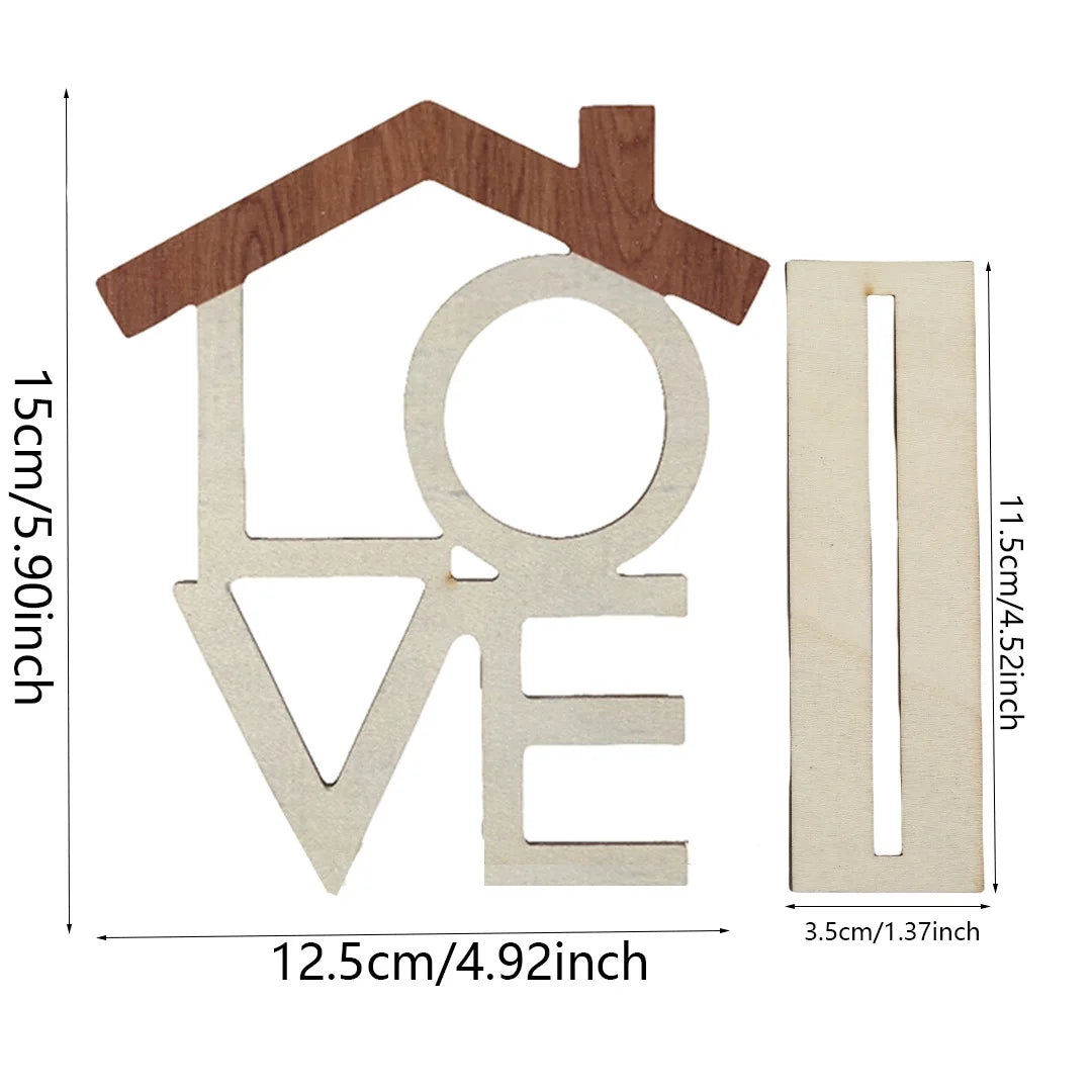 HOME LOVE Wooden Desktop Ornament Home Decor Craft