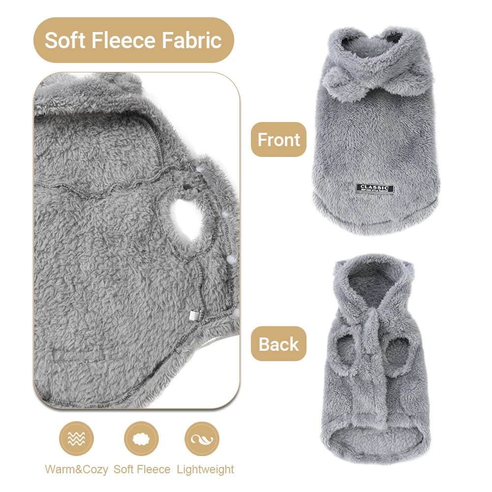 Soft Fleece Dog Hoodie Coat Warm Jacket for Small Medium Dogs and Cats