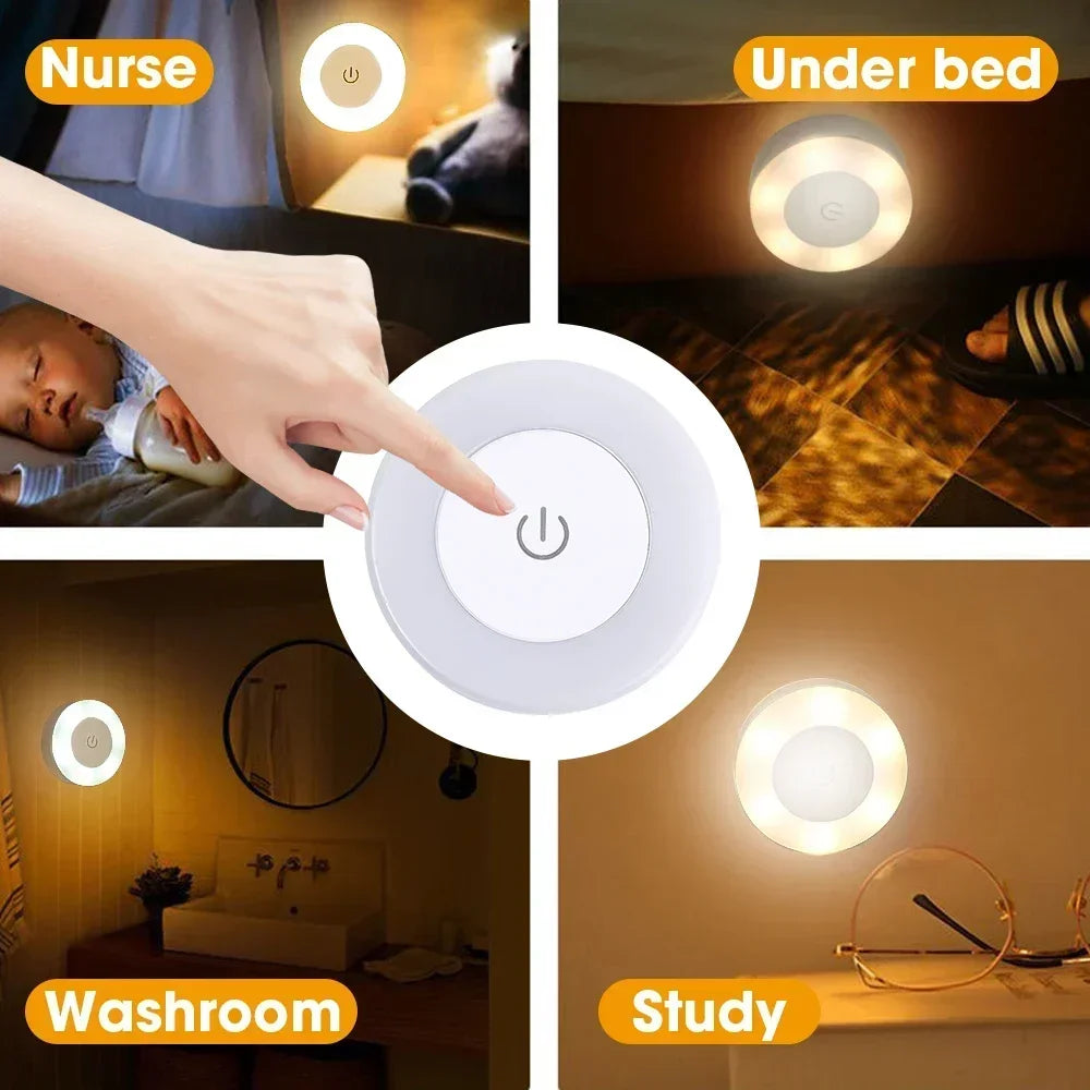 Portable USB Rechargeable LED Night Light for Bedroom and Living Room