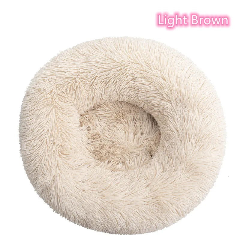 Super Soft Plush Donut Pet Bed Washable Calming Cat Dog Bed