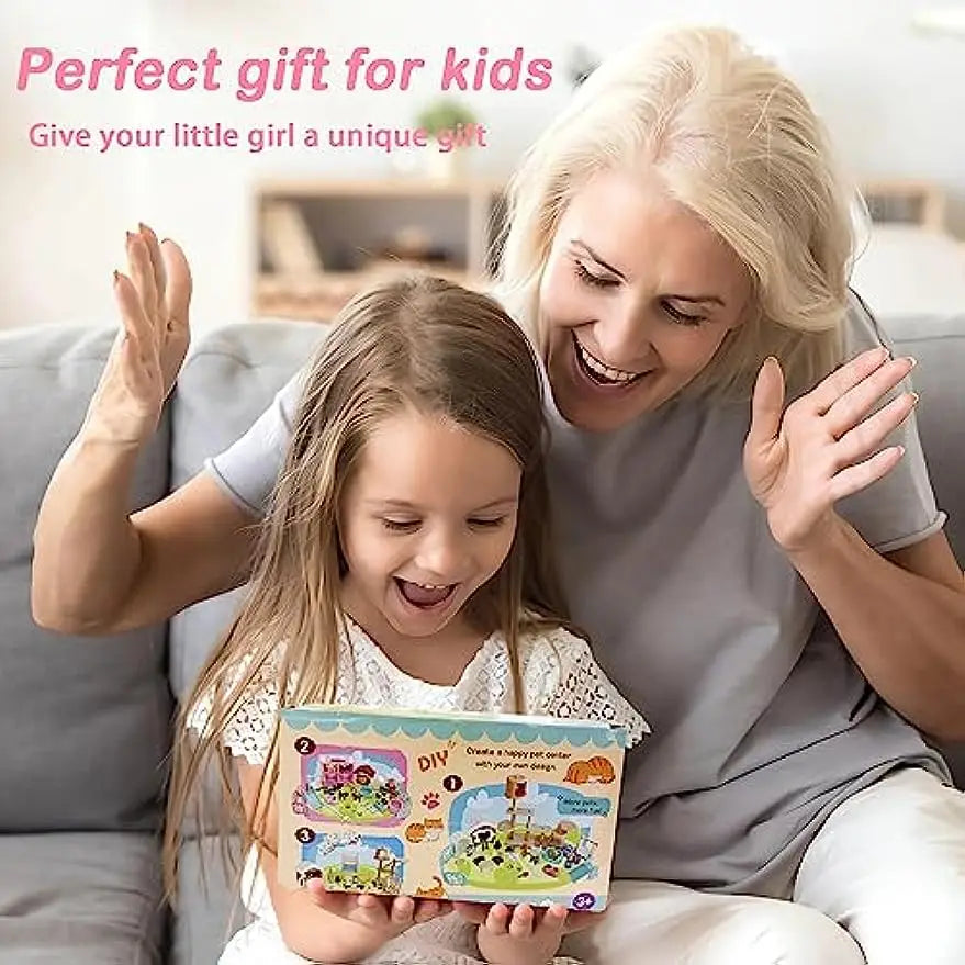 Kids Cat Pretend Play Toy Set Interactive Cat Care Center