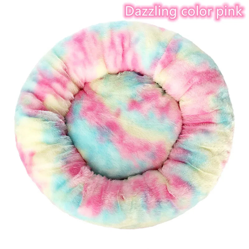 Super Soft Plush Donut Pet Bed Washable Calming Cat Dog Bed